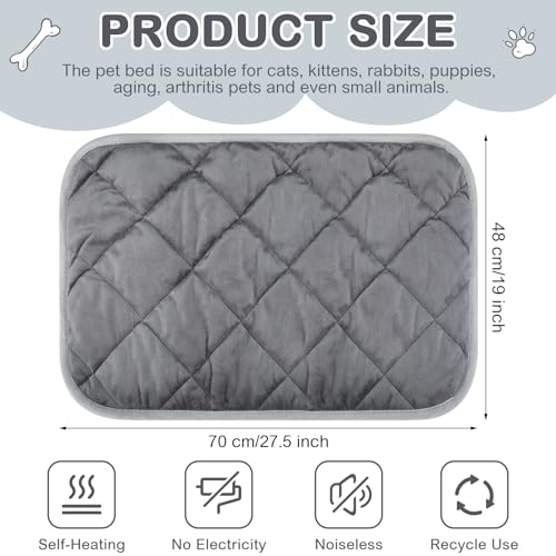 4 Pack Self Heating Cat Pad Self Warming Dog Mat Reflects Body Heat Extra Warm Thermal Pet Pad Washable Dog Cat Bed Crate Bed Mat Blanket (19 x 27.5 Inch / Gray)