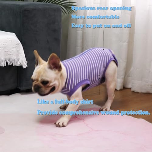 Dog Surgery Recovery Suit (XL(Back18- 20" Chest 23- 25" Weight 37- 57 lb) / Purplewhite)