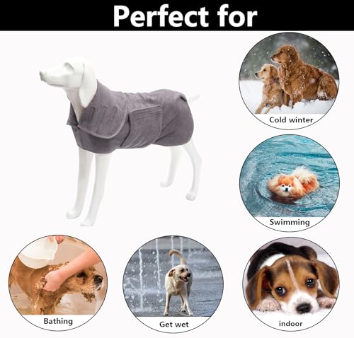Dog Drying Coat (Medium / Gray)