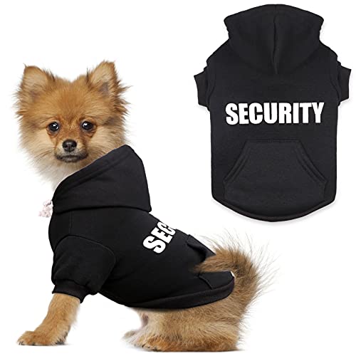 Dog Hoodie Security Dog Sweater Soft Brushed Fleece Pet Clothes Hoodie Sweatshirt with Pocket Sweaters for Small Dogs (X-Small)