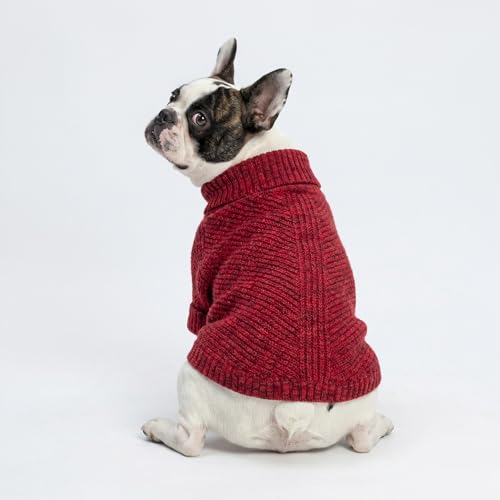 Knitted Turtleneck Dog Sweater (Large / Burgundy Red)