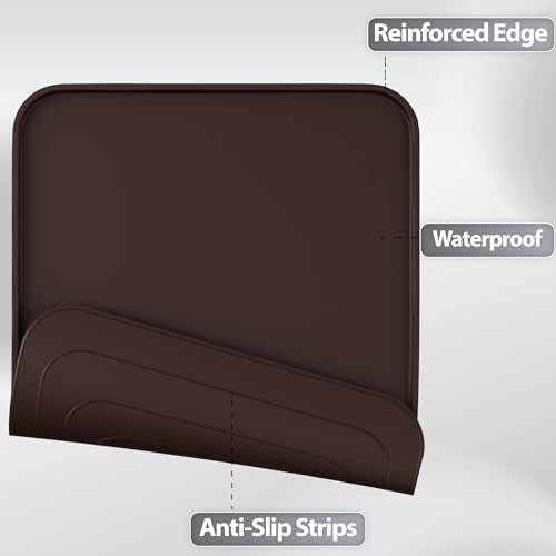 Silicone Dog Cat Food Mat Extra Thick Raised Edge (Brown / 20"L x 14"W)
