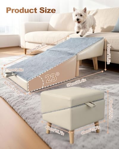 Dog Ramp for Couch Sofa&Low Bed (Grey / 13.5" H)