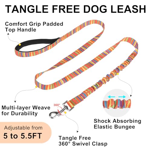 Dog Harness Medium Sized and Leash Set (Mix Orange / M: Chest 21"-26.7")