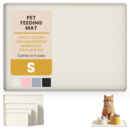 Silicone Pet Feeding Mat (Beige / 18.5"L x 11.5"W)