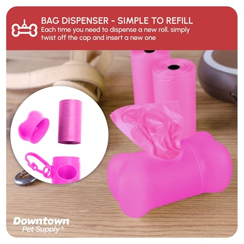 Poop Bags for Dogs with Dispenser (180 Count (Pack of 1) / Pink)