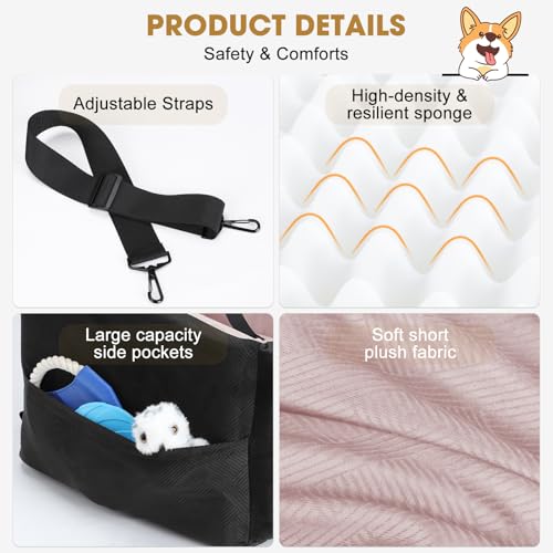 Dog Car Seats for Small Medium Dogs Under 35lbs (Black Pink / Small/Medium)