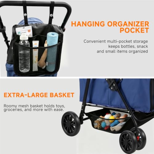 Dog Stroller for Large & Medium Dogs (Blue)
