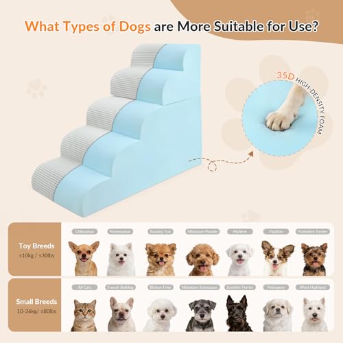 Dog Stairs for High Beds Up to 30" H with Tunnel (Beige / 5-Steps)