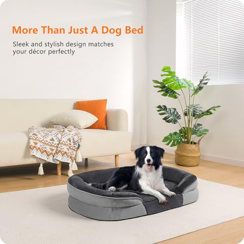 Orthopedic Waterproof Large Dog Bed Sofa (Large(38 x 28.5 x 6 inch) / Dark Grey)