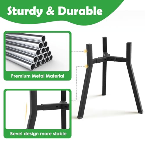 Elevated Dog Bowl Stand for Large Dogs (Height: 16.9", Width: 8.3-12.6" / Black, 16.9H-Square)
