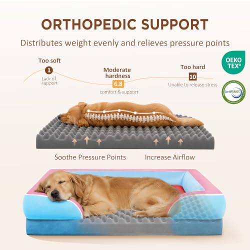 Orthopedic Dog Bed for Extra Large Dogs with Bolster (42.0"L x 30.0"W x 8.5"Th / Atlanta)