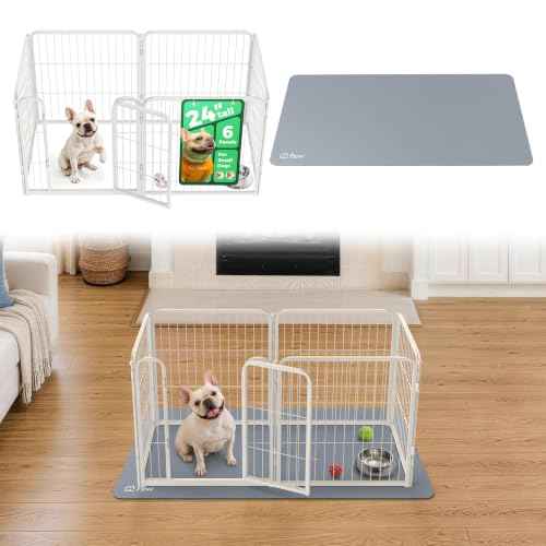 Homeplus Indoor Dog Playpen with Floor Protector Mat (White / 24"H)