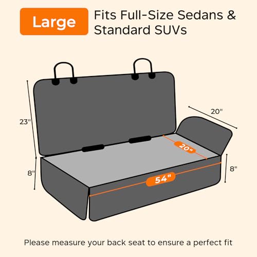 Dog Car Seat Cover for Back Seat (Black / Large (54" W x 51" L))