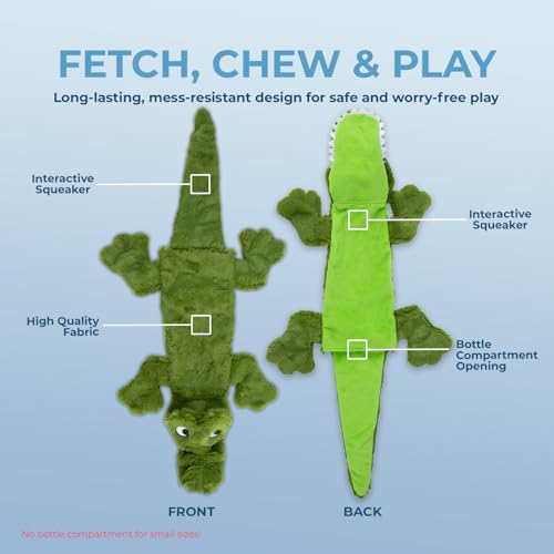2-in-1 Stuffless Squeaky Dog Toy - Duck&Alligator, Small (Multicolor/Alligator & Wild Duck / Small)