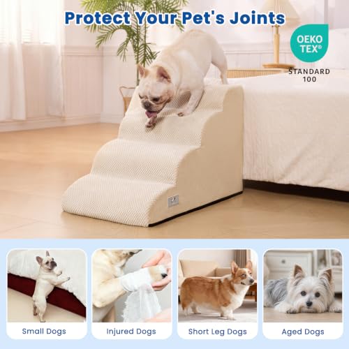 Dog Steps for Bed 17.7" H (Beige)