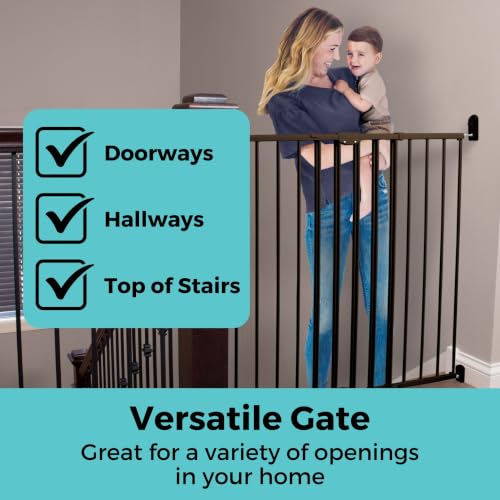 Toddleroo Easy Swing & Lock Baby Gate for Top of Stairs (Matte Bronze / 36" Tall)