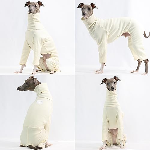 D Doggy Star Italian Greyhound Clothes Stretchable Onesie Whippet for Dog (3XL / Ribbed Ivory)