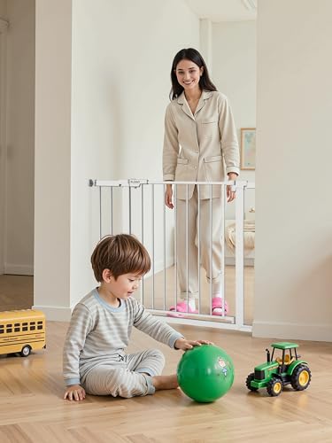 29.5 40.5" Baby Gate for Stairs (White / 29.5-40.5"W x 30"H)