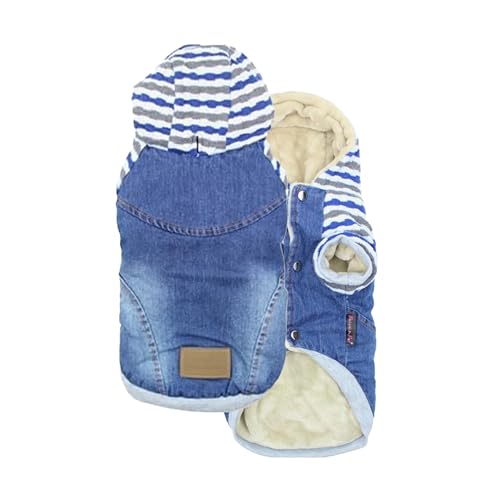 Basic Dog Hoodie Lightweight Denim Striped Sweatshirt Pullover Hoodie for Dogs (XL / Denim Striped Hoodie Blue)