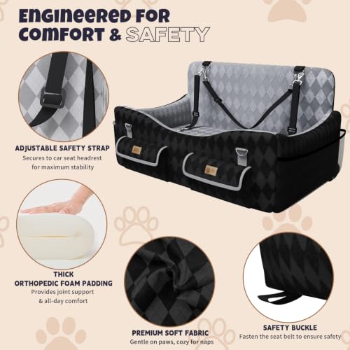 Dog Car Seat for Medium (Black/Grey / Large)