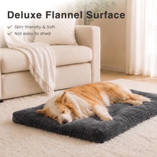 Washable Dog Crate Bed Kennel Mat for Large Dogs (Gray / 48.0"L x 29.0"W x 3.5"Th)
