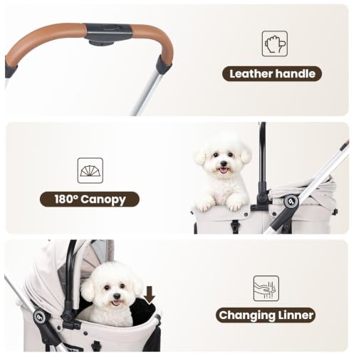 T3 Pro Pet Stroller for Small Dog & Cats up to 44 lbs (Beige / T3 Pro)