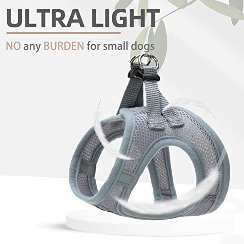 Dog Harness Collar and Leash Set No Pull for Small Medium Sized (Solid Grey / M (CHEST 16"-18"))