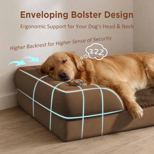 Waterproof Orthopedic Dog Beds for Large Sized Dog (36.0"L x 27.0"W x 8.0"Th / Chocolate Brown)