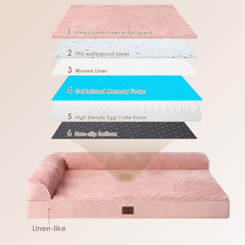 XXL Dog Bed Memory Foam (Pink / 48.0"L x 35.0"W x 7.5"Th)