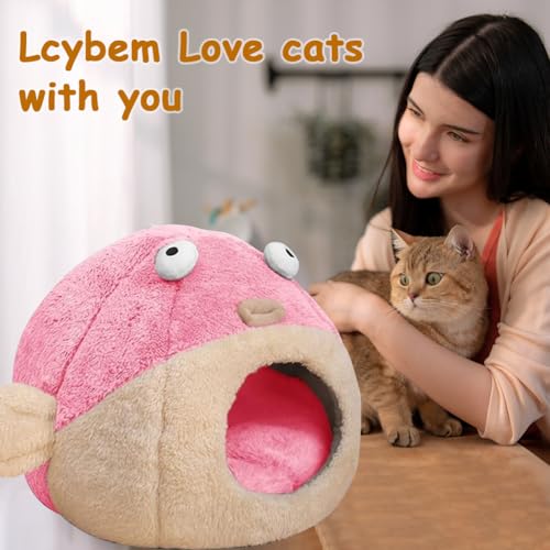Cat Beds for Indoor Cats (M 14.6'' / pink)