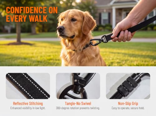 Bungee Leash for Large Dogs that Pull (BLACK)