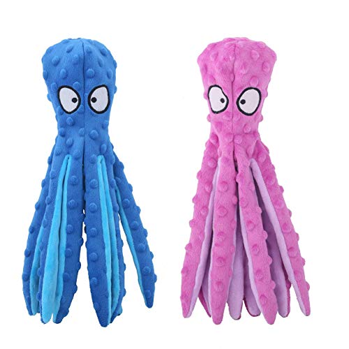2 Pack Octopus Dog Toys (Blue+Purple)
