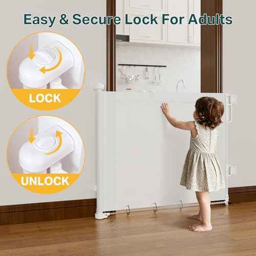 27 40" Retractable Baby Gates for Stairs & Doorways (White / Retractable Width: 27"–40")