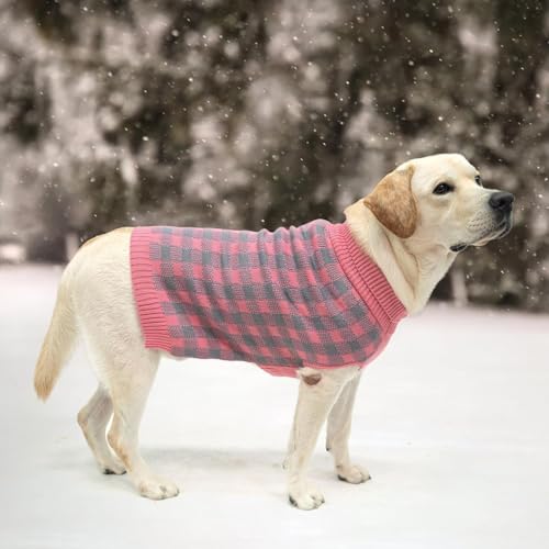 Dog Sweaters for Large Medium Small Dogs (XL - Chest 30", Back 24" / Light Pink)