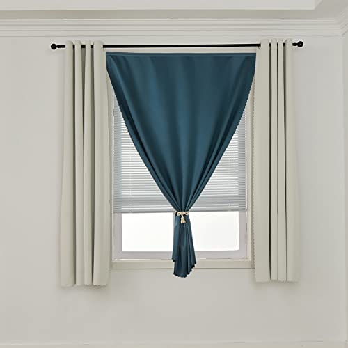 100% Window Blinds Blackout Portable Black Out Curtains Adhesive Curtains for Living Room No Drilling (Navy Blue/ Thickened / 47"W x 63"L (Pack of 1))