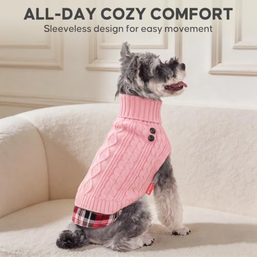 Dog Sweater for Small Dogs Turtleneck Thick Knit Pullover (Large (13-19lbs) / 5# Pink)