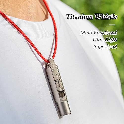 Titanium Whistle Emergency Survival Safety Whistles with Lanyard Loud for Outdoor Camping Hiking Coaches Training Sports Keychain Whistle (1 PCS - Ti9015)