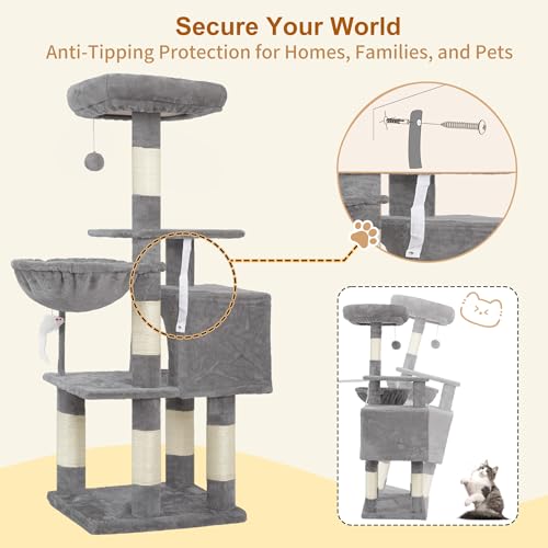 Cat Tree with Toy (43.3 inch / Light Gray)