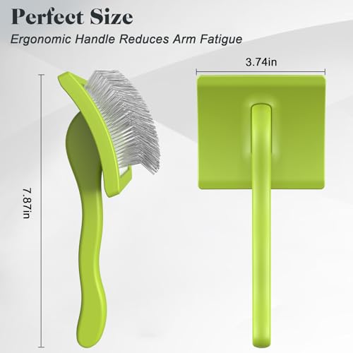 2PCS Slicker Brush for Dogs & Pet Comb (Green / Large)