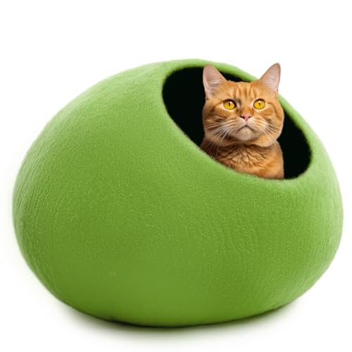 Premium Felt Cat Cave Bed (Green Plain)
