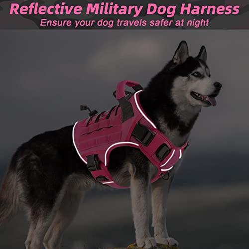 Pink Tactical Dog Harness for Small Dogs (Pink / Small: 15-30 lbs (Chest:20-26",Neck:15-18"))