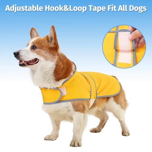 Dog Raincoat Waterproof Dog Rain Jacket with Hood (Yellow / Large)