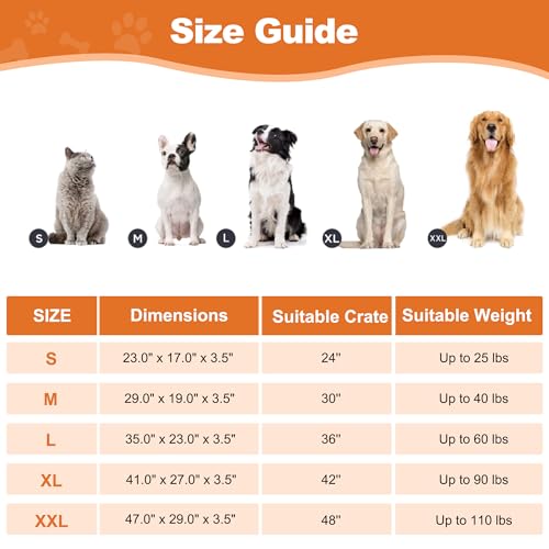 Deluxe Washable XXL Dog Bed for Large Dogs Dog Crate Mat 47 Inch Comfy Fluffy Kennel Pad Anti (47.0"L x 29.0"W x 3.5"Th / Grey)