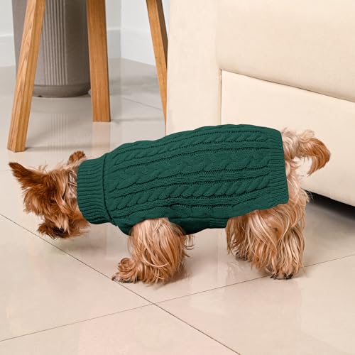 Dog Sweater 2 Pack for Small Dogs (Red & Green / X-Small)