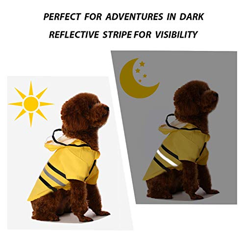 Reflective Dog Raincoat Dog Rain Jacket with Hood Lightweight Waterproof Rain Coat for Puppies (X-Small / Yellow)