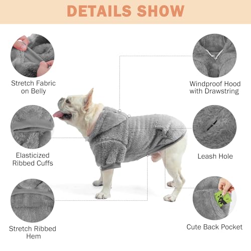 Fleece Dog Sweaters Hoodie for Small Medium Large Dogs Girls Boys (Medium-Large / Grey)