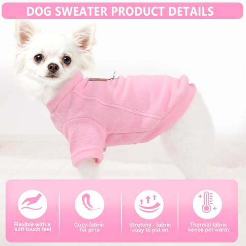 2 Pieces Dog Sweater Fleece Dog Winter Clothes for Small Dogs Boy Girl Turtleneck Puppy Sweatshirt Pet Clothing Pullover Sweaters Cat Apparel (Beige+Light Pink / X-Large)