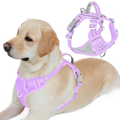 No Pull Dog Harness for Large Dogs (Large(Chest:24.5-32.5") / Violet Purple-Oxford)
