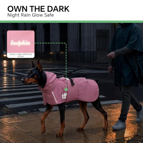 Dog Raincoat Adjustable Hooded Reflective Jacket with Pocket (Pink / Medium)